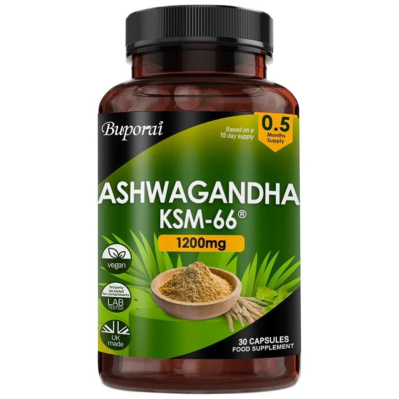 Ashwagandha KSM-66 1200Mg - Supports Immune System Health, Helps Relieve Stress, Improves Mood, and Boosts Energy, Non-Gmo