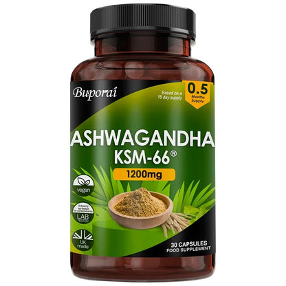 Ashwagandha KSM-66 1200Mg - Supports Immune System Health, Helps Relieve Stress, Improves Mood, and Boosts Energy, Non-Gmo