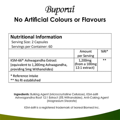 Ashwagandha KSM-66 1200Mg - Supports Immune System Health, Helps Relieve Stress, Improves Mood, and Boosts Energy, Non-Gmo